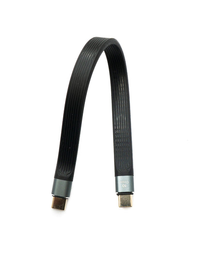 USB 3.1 Gen 2 Kabel 20 cm Typ C Stecker zu Stecker Flachkabel 10 Gbit/s 100W | System-S