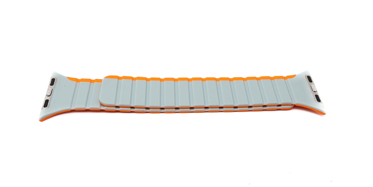 SYSTEM-S bracelet 38 40 41 mm made of silicone flexible magnetic for Apple Watch Smartwatch Orange Grey