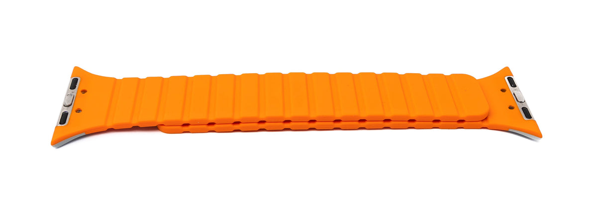 SYSTEM-S bracelet 38 40 41 mm made of silicone flexible magnetic for Apple Watch Smartwatch Orange Grey