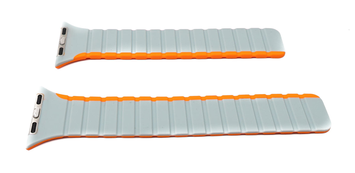 SYSTEM-S bracelet 38 40 41 mm made of silicone flexible magnetic for Apple Watch Smartwatch Orange Grey