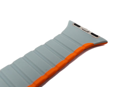 SYSTEM-S bracelet 38 40 41 mm made of silicone flexible magnetic for Apple Watch Smartwatch Orange Grey