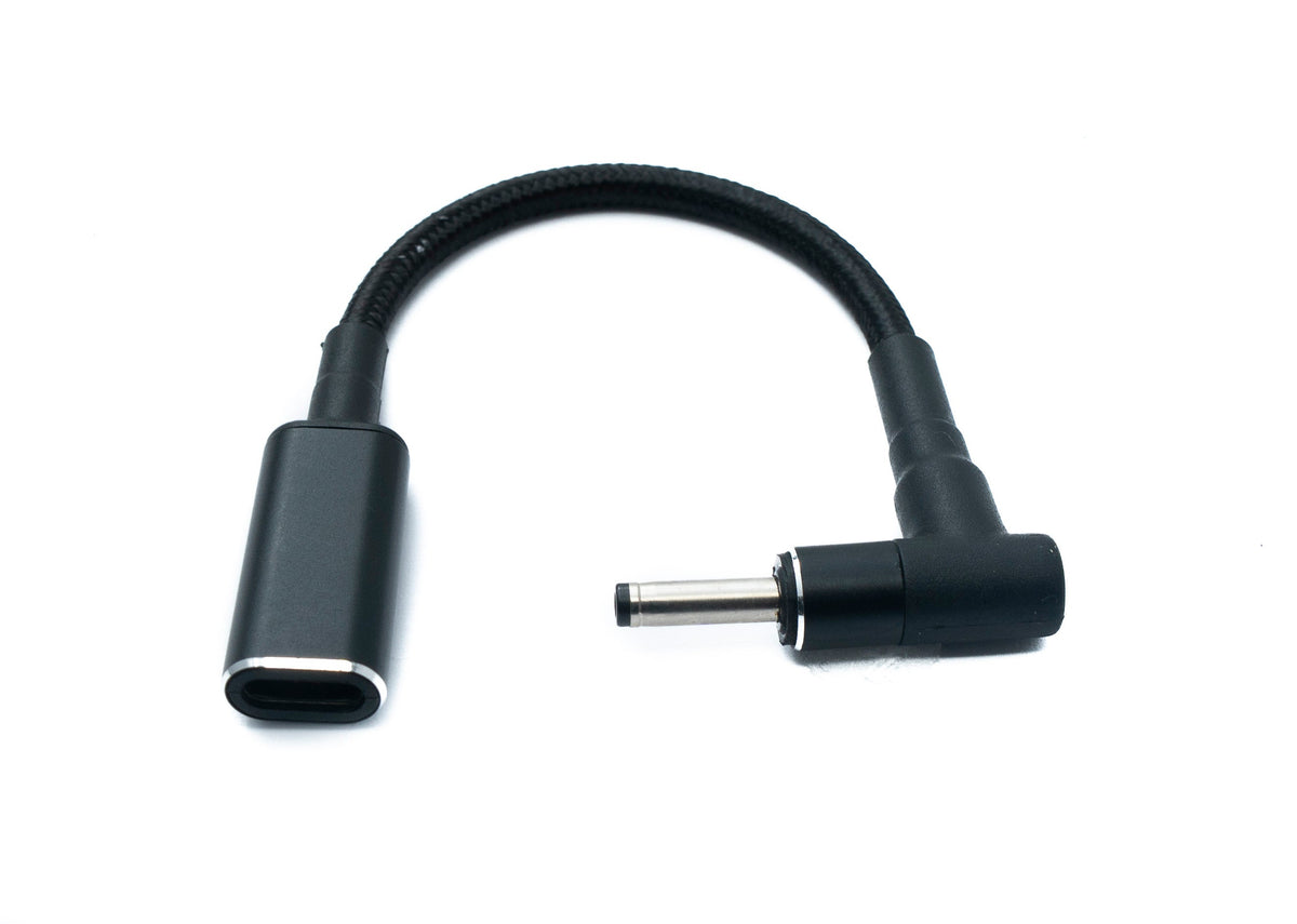 SYSTEM-S DC 20V cable 15 cm 3.5 x 1.35 plug to USB 3.1 Type C socket braided angle