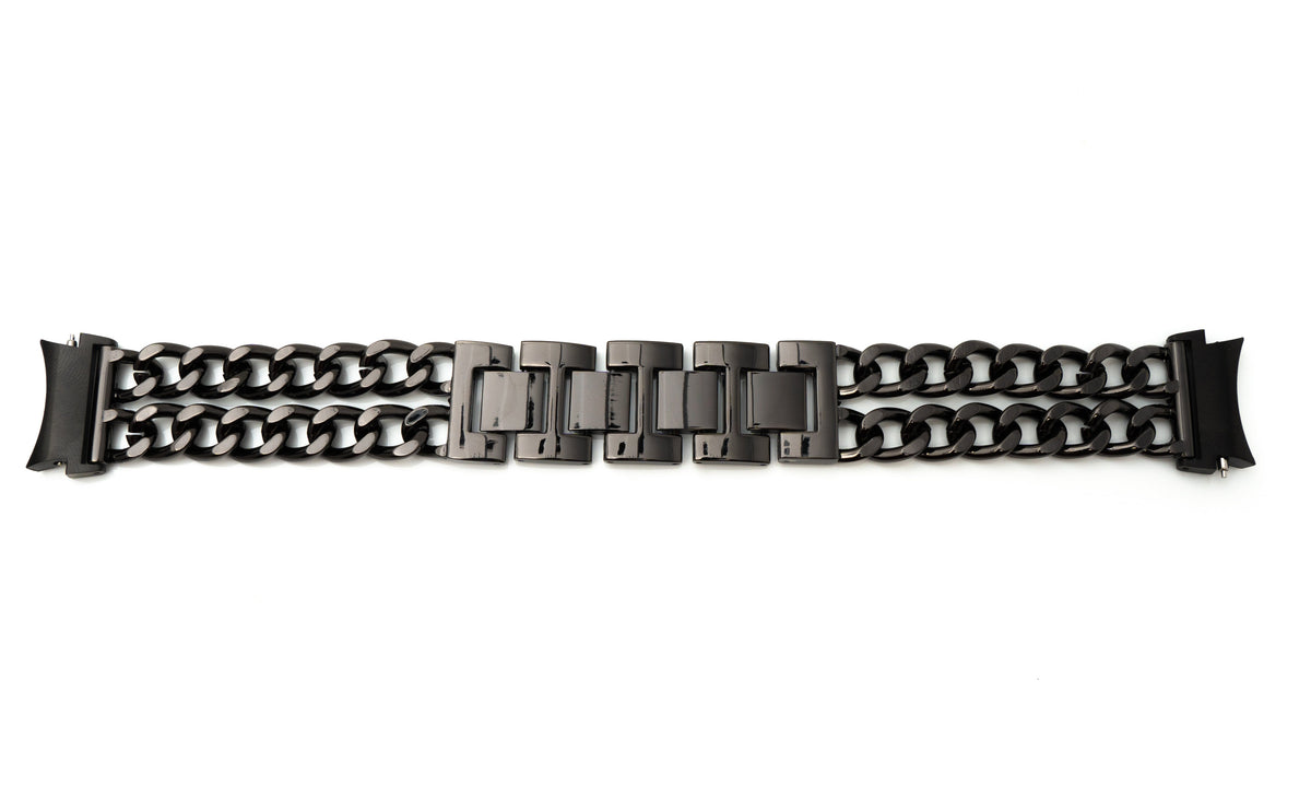 Armband 20 mm aus Metall für Samsung Galaxy Watch 4 Smartwatch in Schwarz | System-S