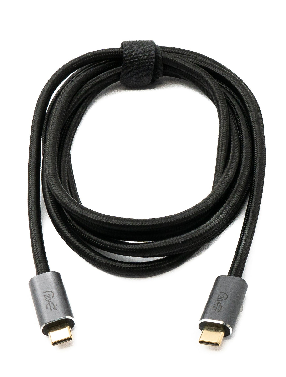 USB 3.2 Gen 2 Kabel 200 cm Typ C Stecker zu Stecker geflochten Schwarz | System-S