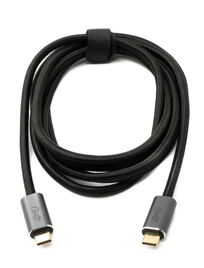 USB 3.2 Gen 2 Kabel 200 cm Typ C Stecker zu Stecker geflochten Schwarz | System-S