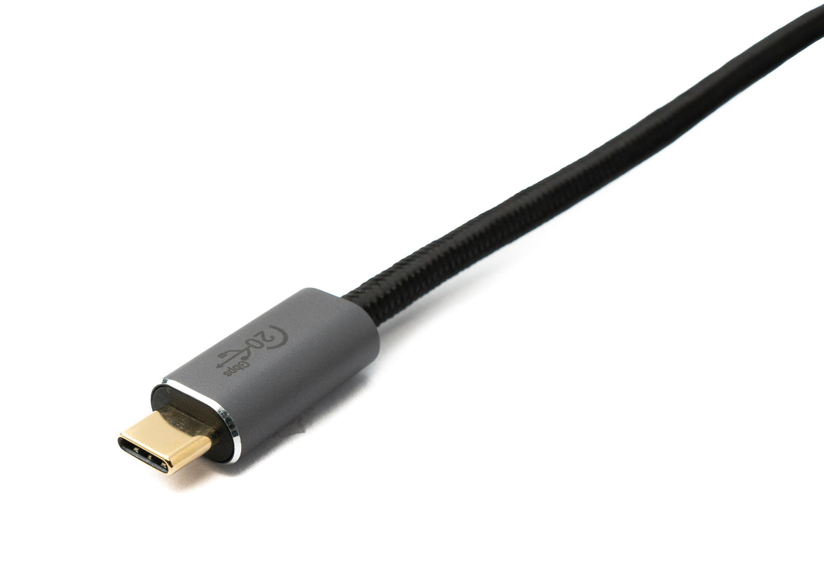 USB 3.2 Gen 2 Kabel 200 cm Typ C Stecker zu Stecker geflochten Schwarz | System-S