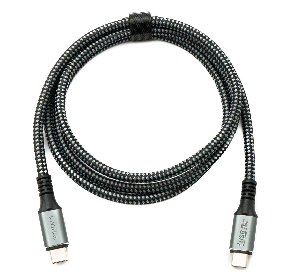SYSTEM-S USB4 USB 120 cm cable Type C male to male braided 40 Gbit/s 240 W USB 4.0 cable