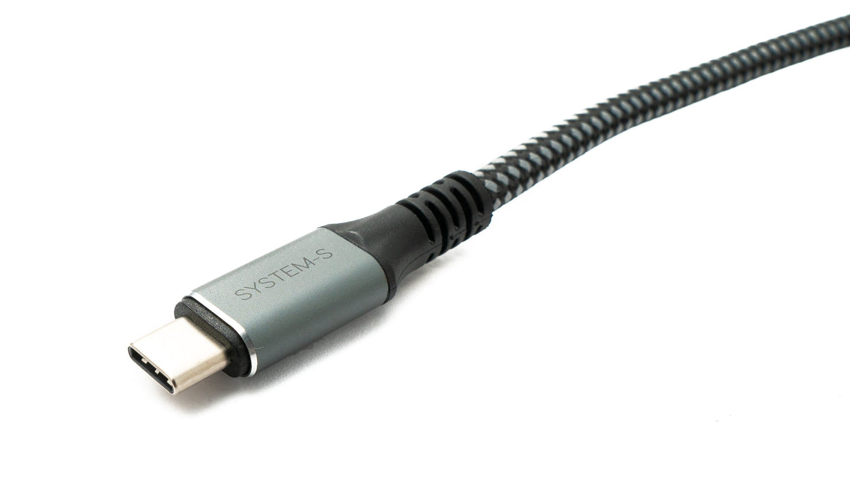 SYSTEM-S USB4 USB 120 cm cable Type C male to male braided 40 Gbit/s 240 W USB 4.0 cable