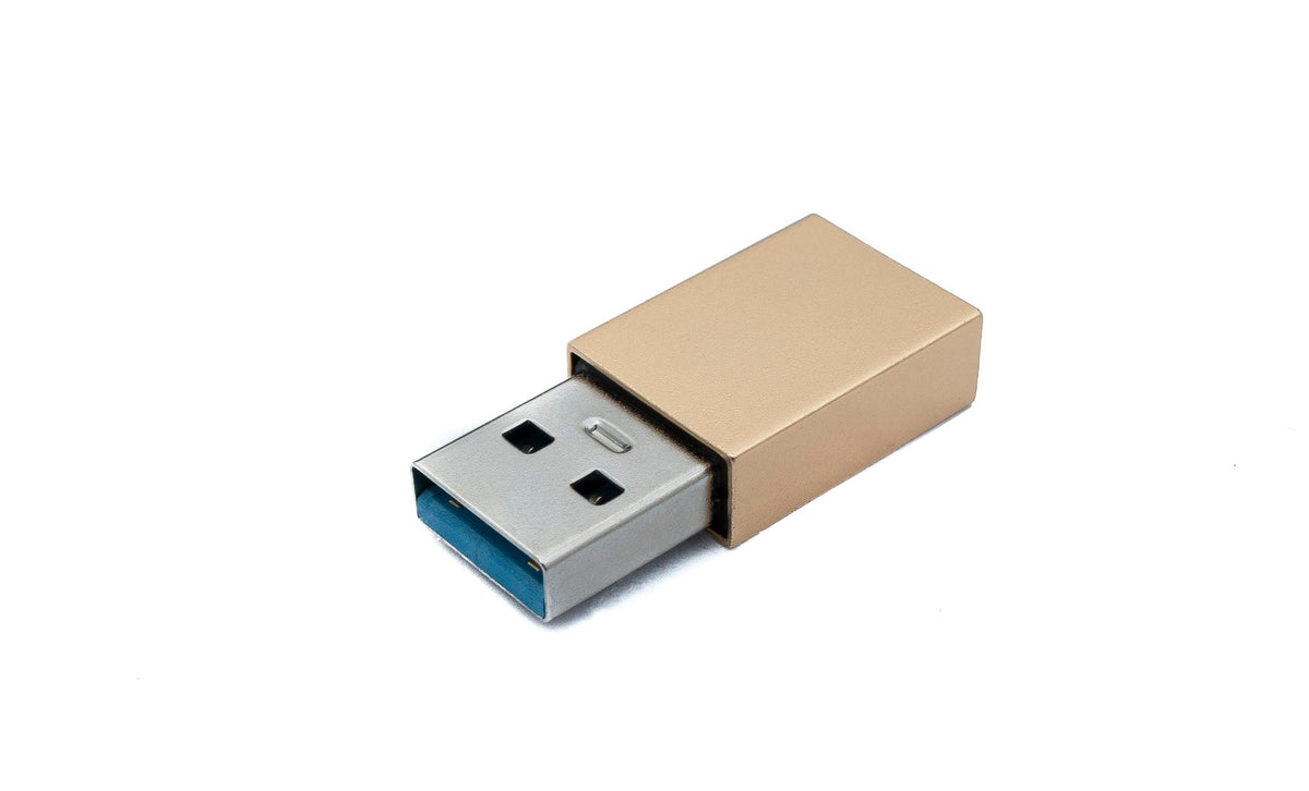 USB 3.1 Adapter Typ C Buchse zu 3.0 A Stecker 5 Gbit/s 100W in Rosa Gelb | System-S