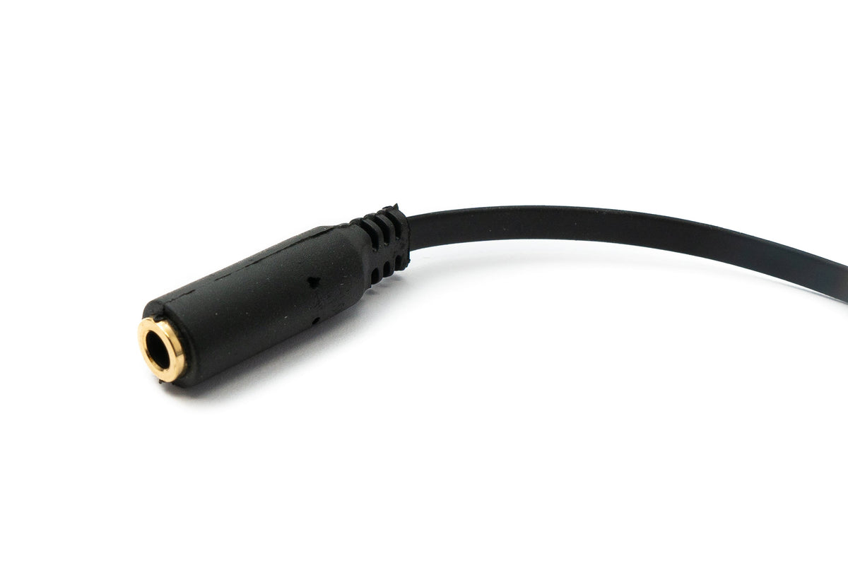 Audio Kabel 15 cm Stereo AUX Klinke 3,5 mm Stecker zu Buchse flach in Schwarz | System-S