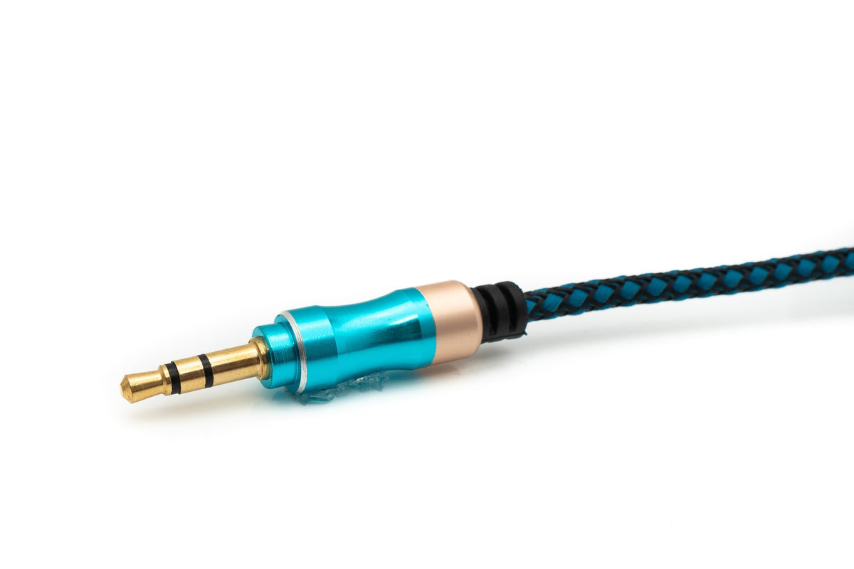 SYSTEM-S Audio Cable 100 cm Stereo AUX Jack 3.5mm Male to Male Braided in Blue