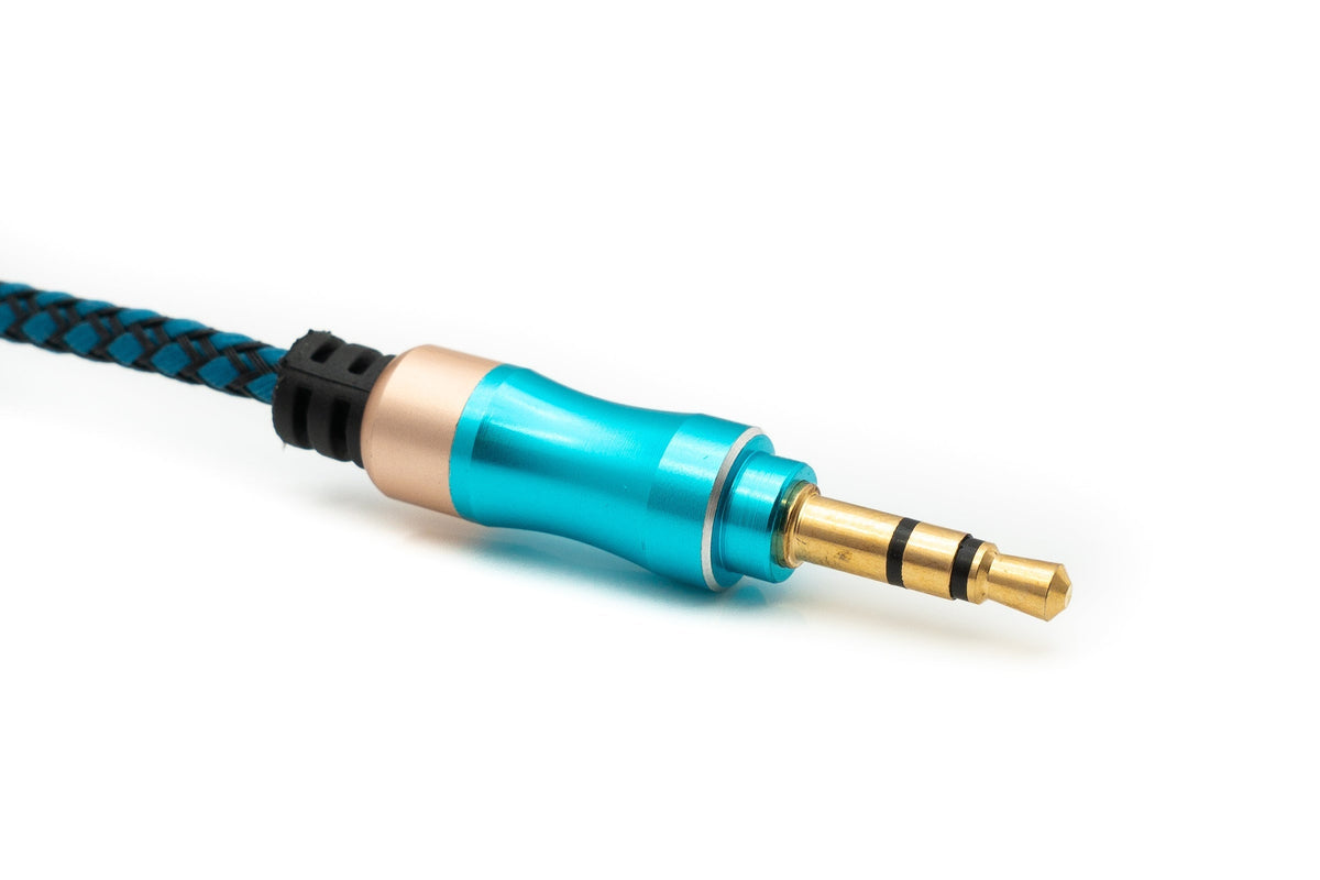 SYSTEM-S Audio Cable 100 cm Stereo AUX Jack 3.5mm Male to Male Braided in Blue