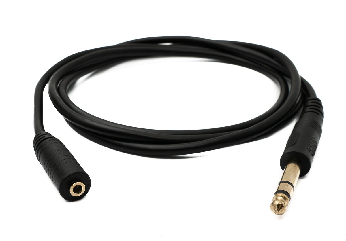 Audio Kabel 150 cm Stereo AUX Klinke 6,35 mm Stecker zu 3,5 mm Buchse Schwarz | System-S