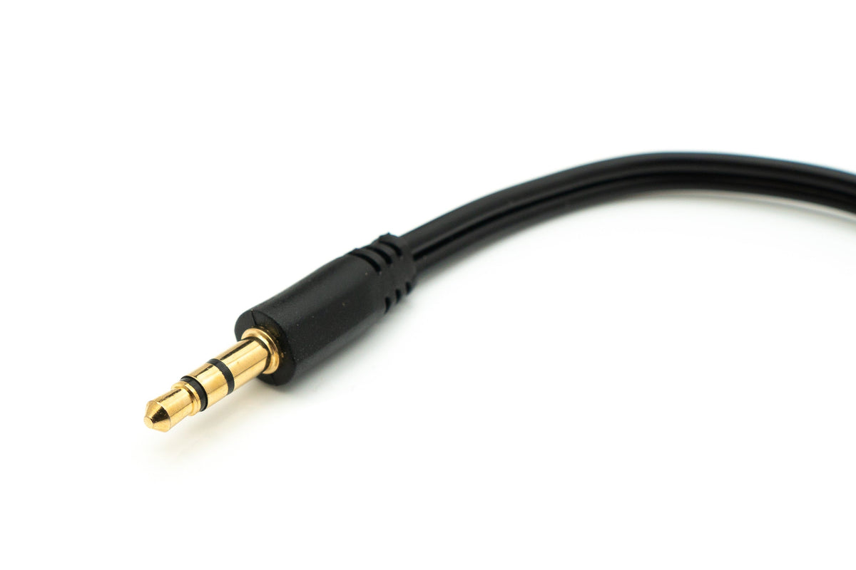 Audio Y Kabel 20 cm Stereo AUX Klinke 3,5mm Stecker zu 2x Buchse Adapter Schwarz | System-S