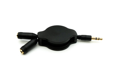 Audio Y Kabel 100 cm Stereo AUX Klinke 3,5 mm Stecker zu 2x Buchse ausfahrbar | System-S