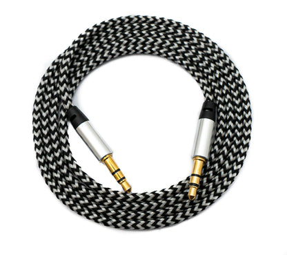 SYSTEM-S Audio Cable 100 cm Stereo AUX Jack 3.5mm Male to Male Braided in Grey