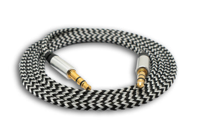 SYSTEM-S Audio Cable 100 cm Stereo AUX Jack 3.5mm Male to Male Braided in Grey