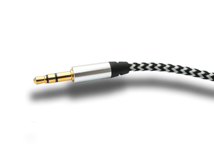 SYSTEM-S Audio Cable 100 cm Stereo AUX Jack 3.5mm Male to Male Braided in Grey