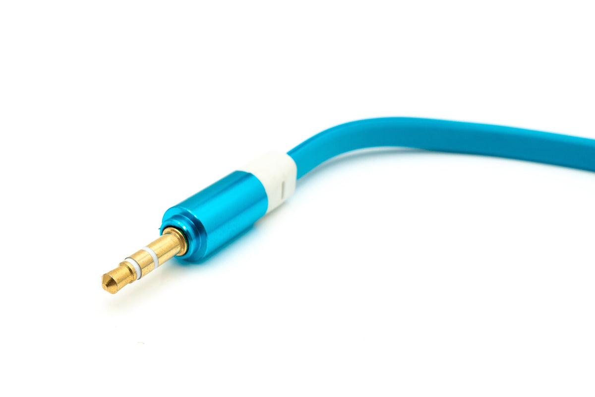 SYSTEM-S Audio Y Cable 20 cm Stereo AUX Jack 3.5 mm Male to 2x Female Flat in Blue