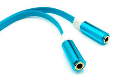 SYSTEM-S Audio Y Cable 20 cm Stereo AUX Jack 3.5 mm Male to 2x Female Flat in Blue