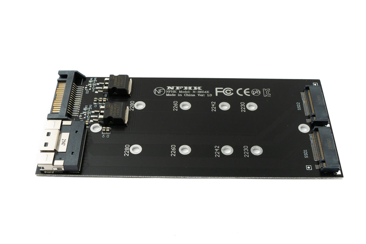 NVME M.2 Adapter 2x AHCI zu PCIE Express 3 4.0 Slimline SFF-8654 8X Raid Card | System-S