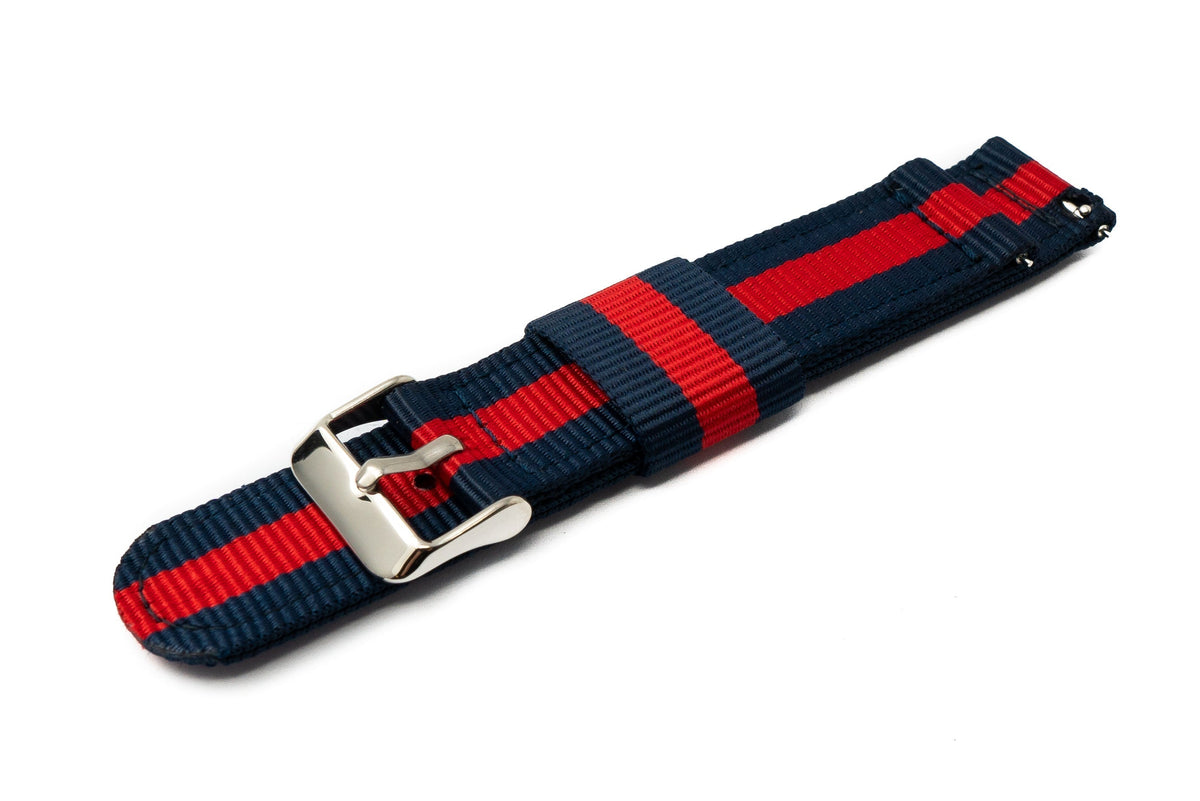 Armband 20 mm aus Nylon für Samsung Galaxy Watch 4 Smartwatch in Blau Rot | System-S
