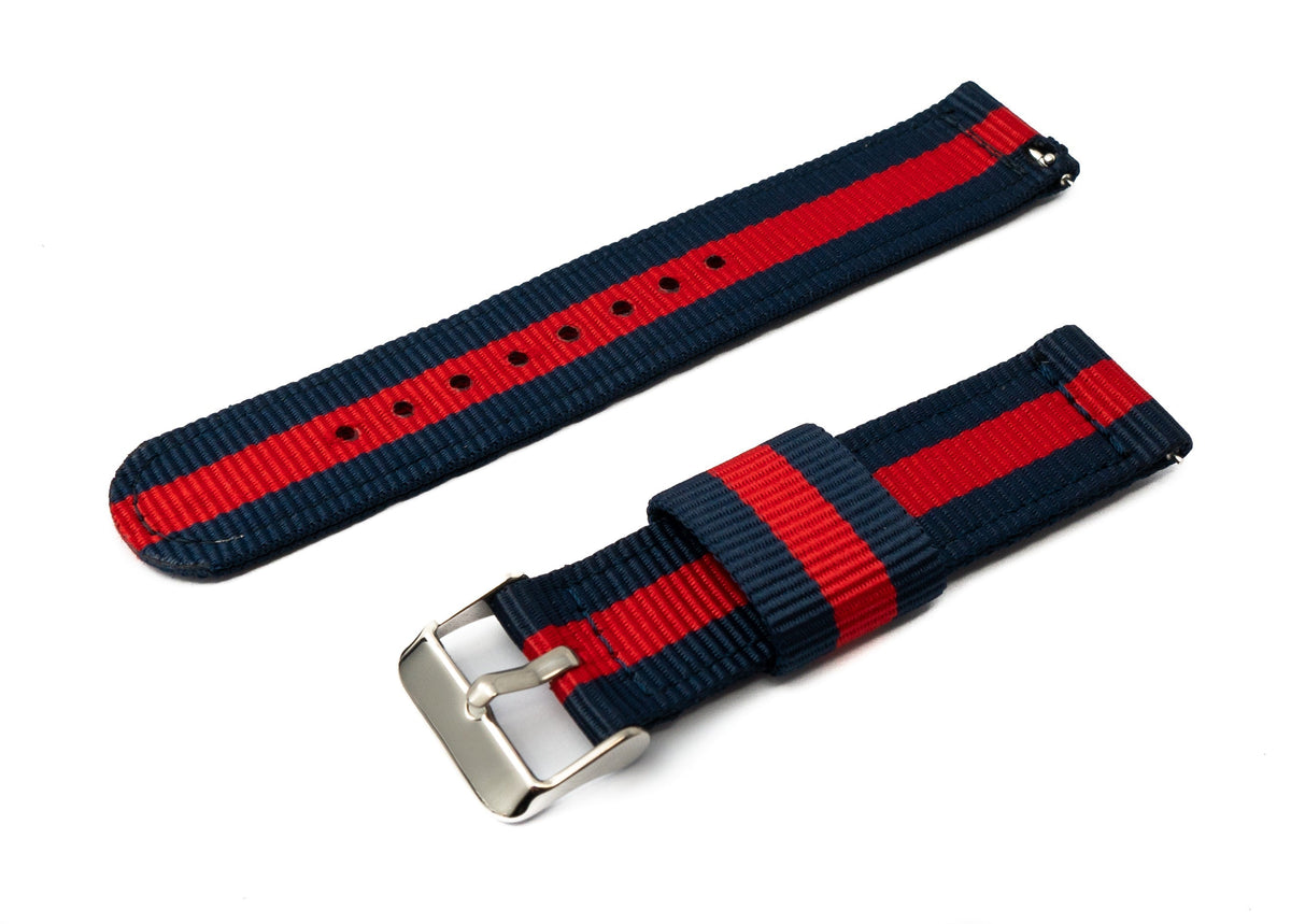 Armband 20 mm aus Nylon für Samsung Galaxy Watch 4 Smartwatch in Blau Rot | System-S