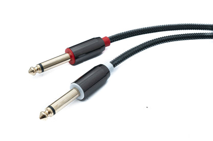 SYSTEM-S Audio Y jack cable 100 cm 2x 6.35 mm 2-pin plug to 3.5 mm 3-pin plug braided AUX