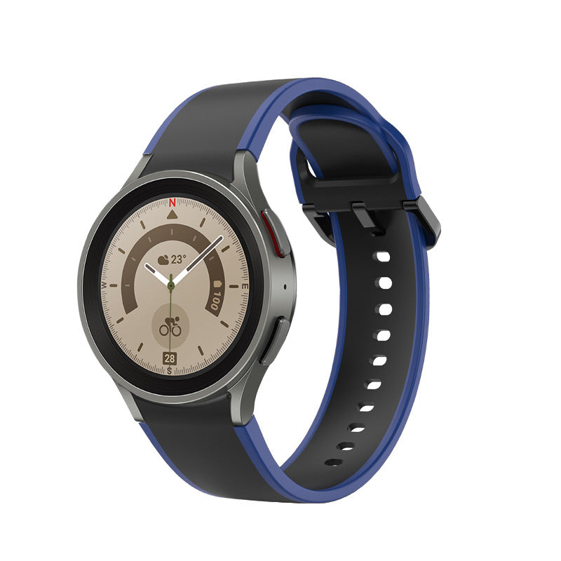 Armband 20 mm aus Silikon für Samsung Galaxy Watch 5 4 Smartwatch Blau Schwarz | System-S