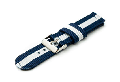 Armband 20 mm aus Nylon für Samsung Galaxy Watch 4 Smartwatch in Blau Weiß | System-S
