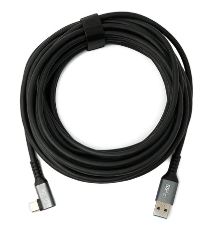 USB 3.2 Gen 1 Kabel 5m Typ C Stecker zu 3.0 Typ A Stecker Winkel Schwarz | System-S