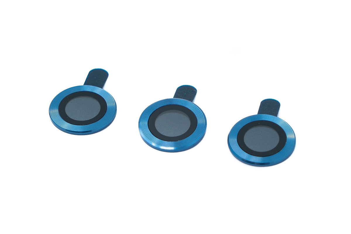 SYSTEM-S Camera Protection Lens Cover made of Glass Metal for iPhone 12 Pro in Blue