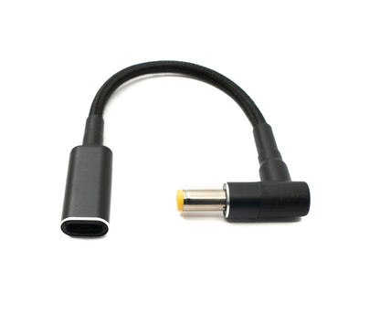 DC 20V Kabel 15 cm 5,5 x 2,5 Stecker zu USB 3.1 Typ C Buchse geflochten Winkel | System-S