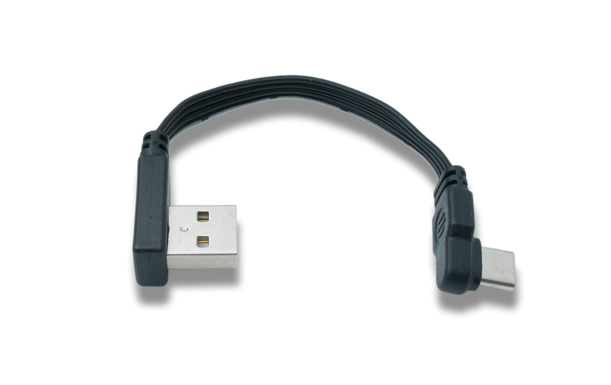 SYSTEM-S USB 3.1 cable 10 cm Type C plug to 2.0 Type A plug flat cable angle