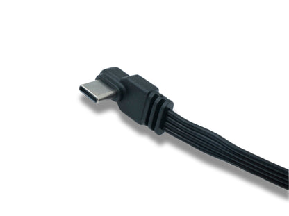 SYSTEM-S USB 3.1 cable 10 cm Type C plug to 2.0 Type A plug flat cable angle