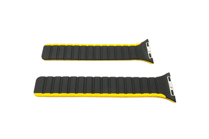 Armband 38 40 41 mm aus Silikon flexibel magnetisch für Apple Watch Smartwatch Schwarz Gelb | System-S