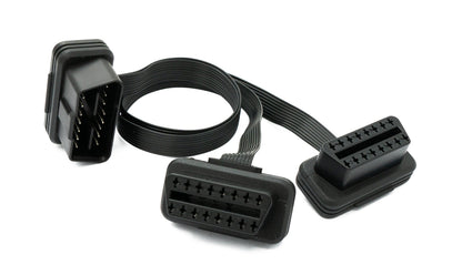 SYSTEM-S OBD Y cable 30 cm OBD 2 16-pin J1962M plug to 2x J1962F socket flat for car