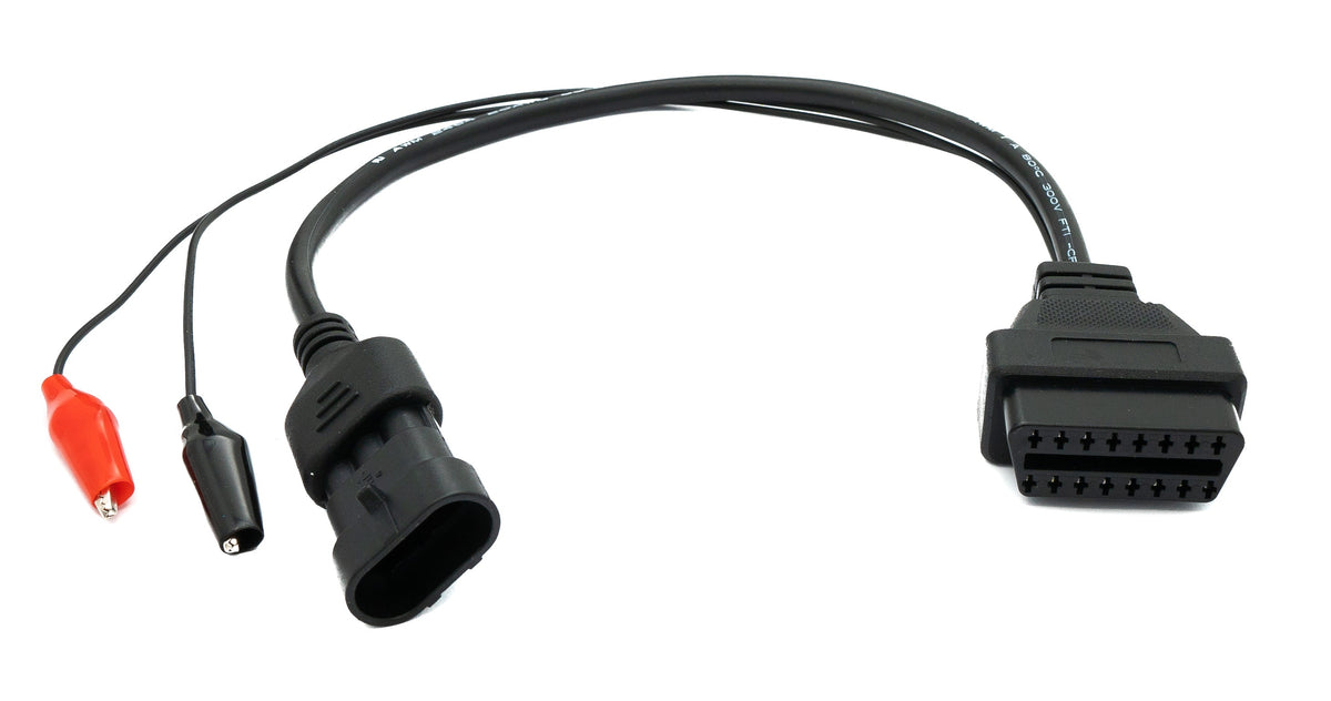 SYSTEM-S OBD Kabel 30 cm OBD 2 Buchse für Fiat 3pin in Schwarz für Auto Diagnose - DREIKS