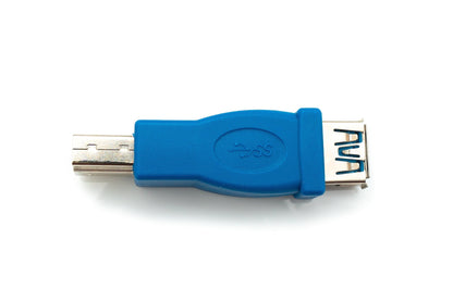 USB 3.0 Adapter Typ B Stecker zu Typ A Buchse Kabel in Blau | System-S