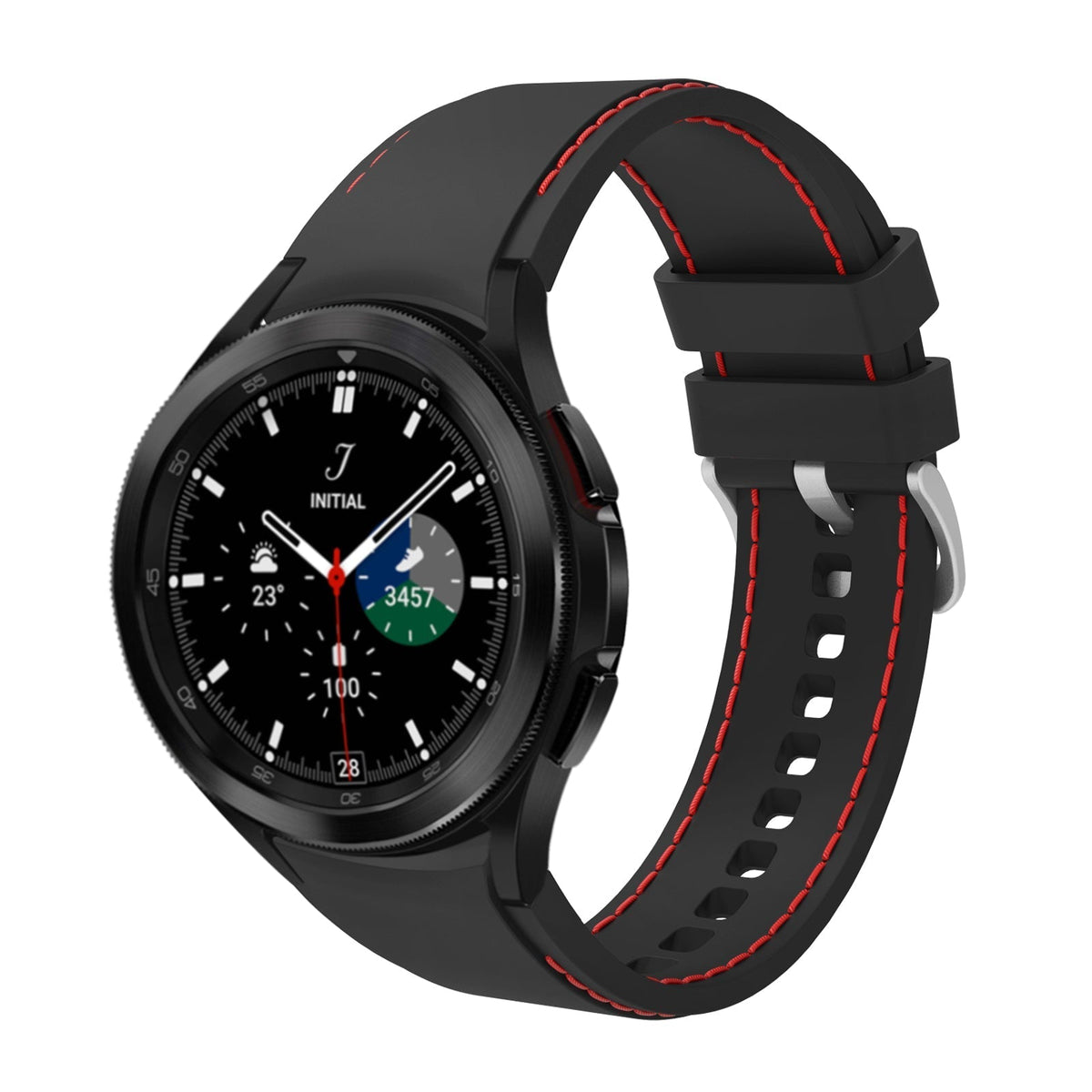 SYSTEM-S flexible silicone strap 20mm for Samsung Galaxy Watch 4 Smartwatch Black