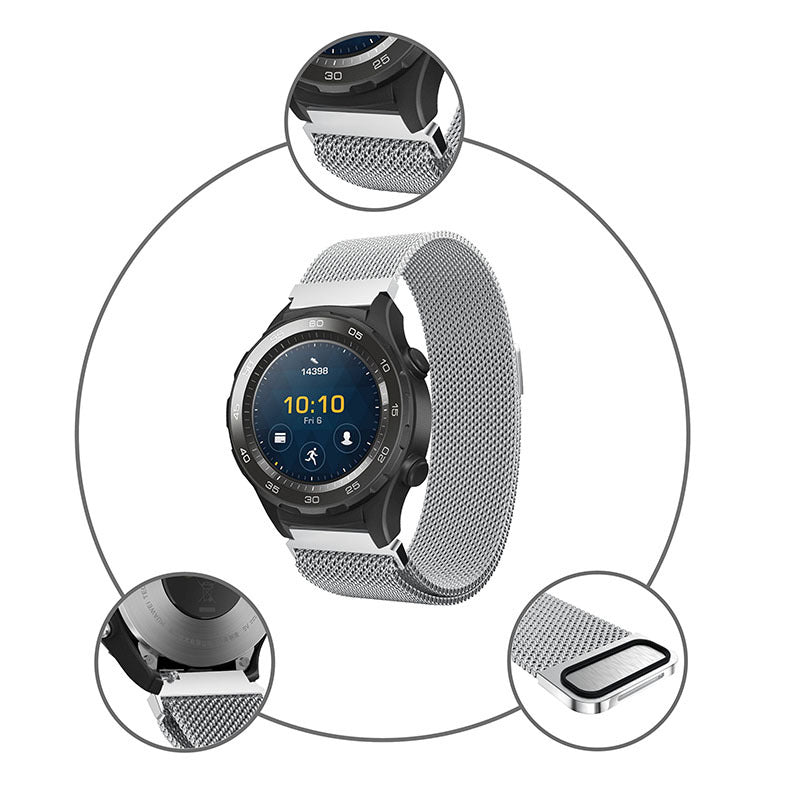 Armband 20 mm Milanese aus Metall breit für Samsung Galaxy Watch 4 Smartwatch | System-S