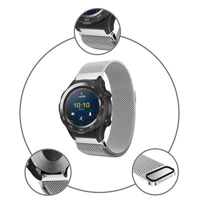 Armband 20 mm Milanese aus Metall breit für Samsung Galaxy Watch 4 Smartwatch | System-S