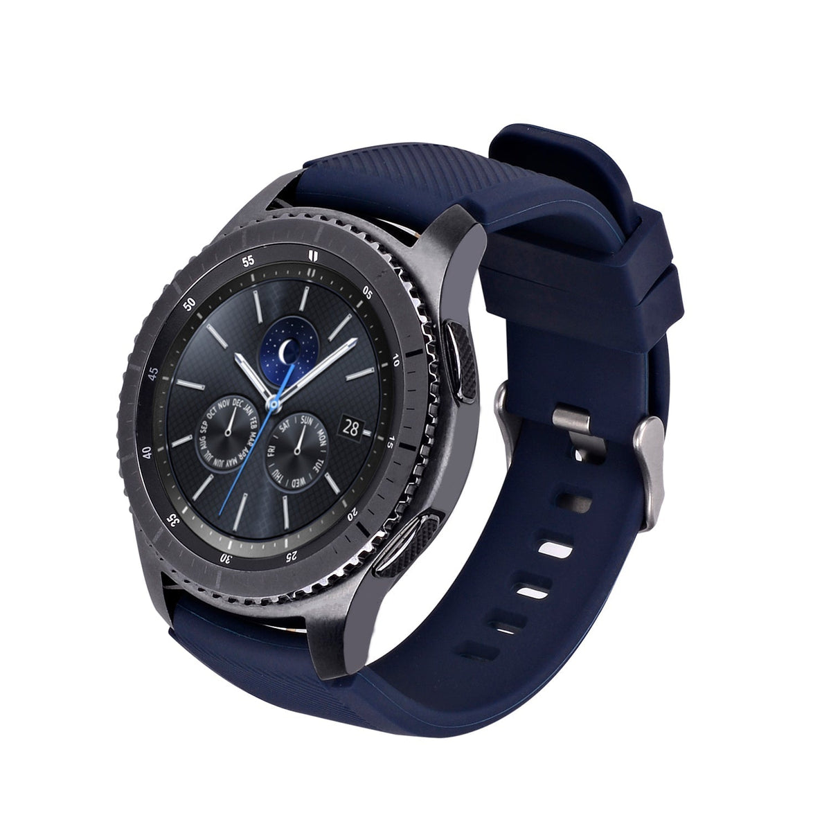 Armband flexibel aus Silikon 22mm für Samsung Gear S3 Smartwatch in Dunkelblau | System-S