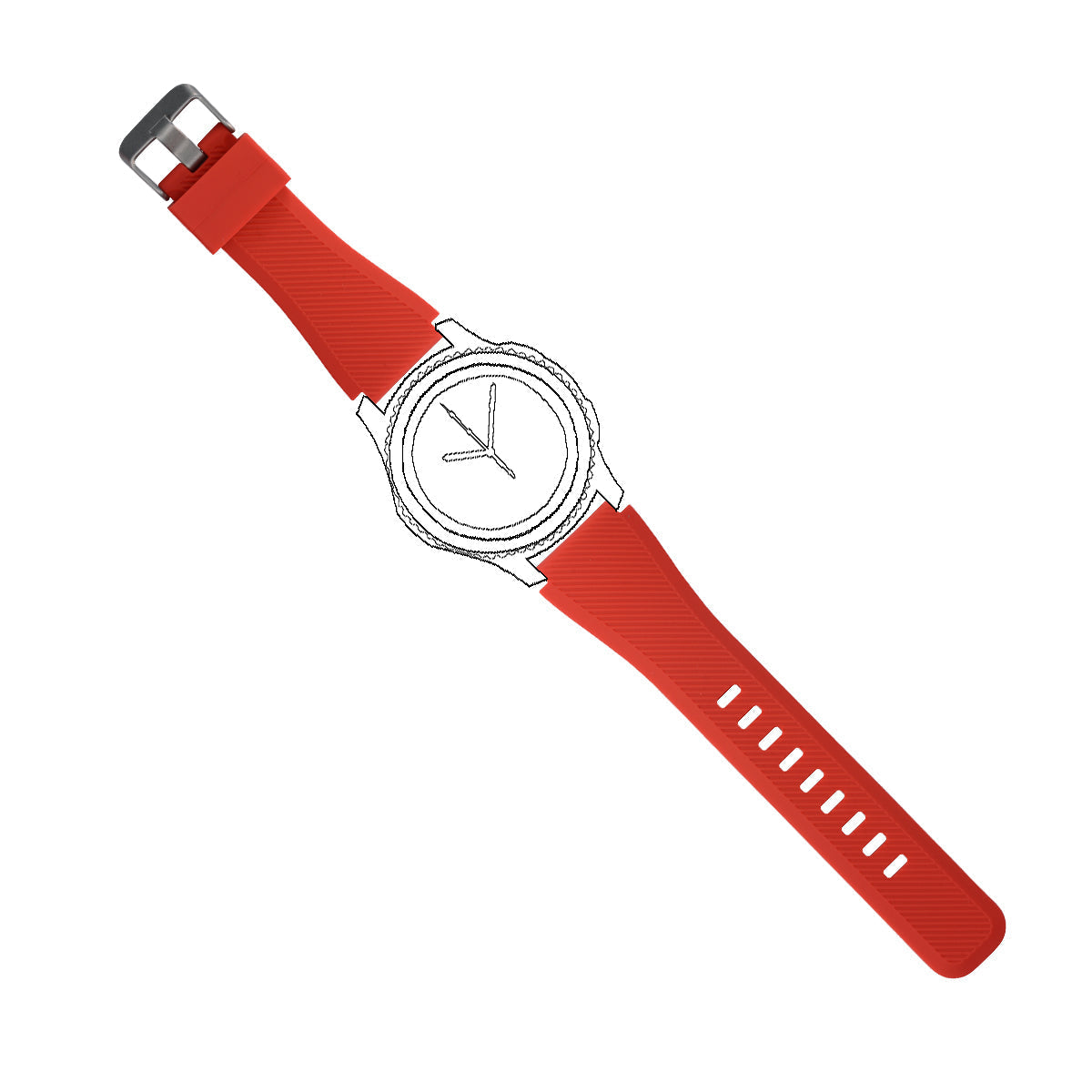Armband flexibel aus Silikon 22mm für Samsung Gear S3 Smartwatch in Rot | System-S