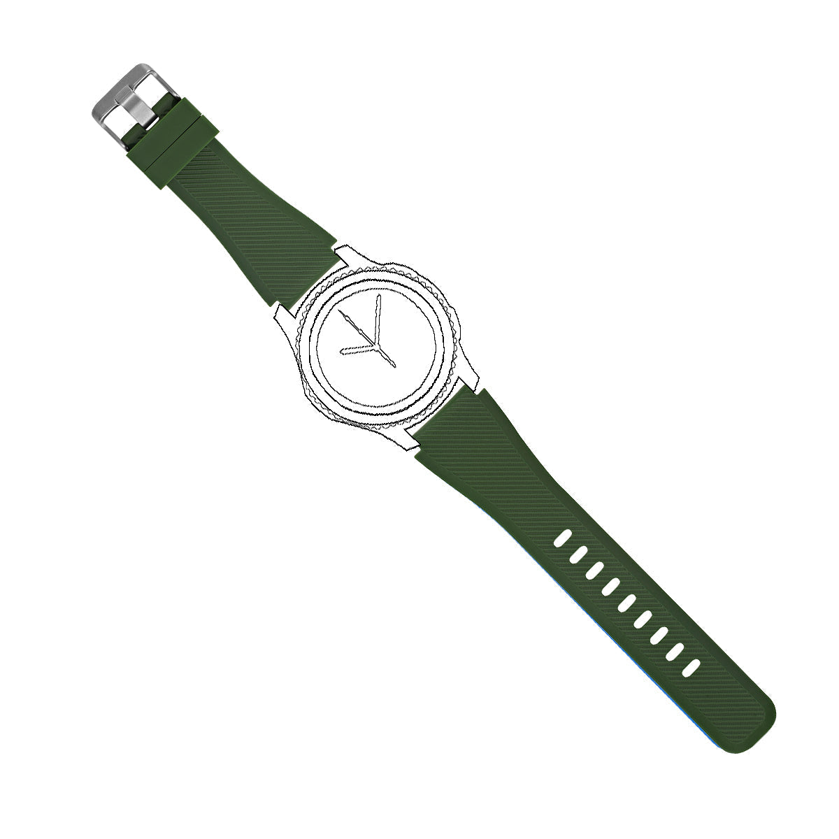 SYSTEM-S flexible silicone 22mm strap for Samsung Gear S3 Smartwatch in green
