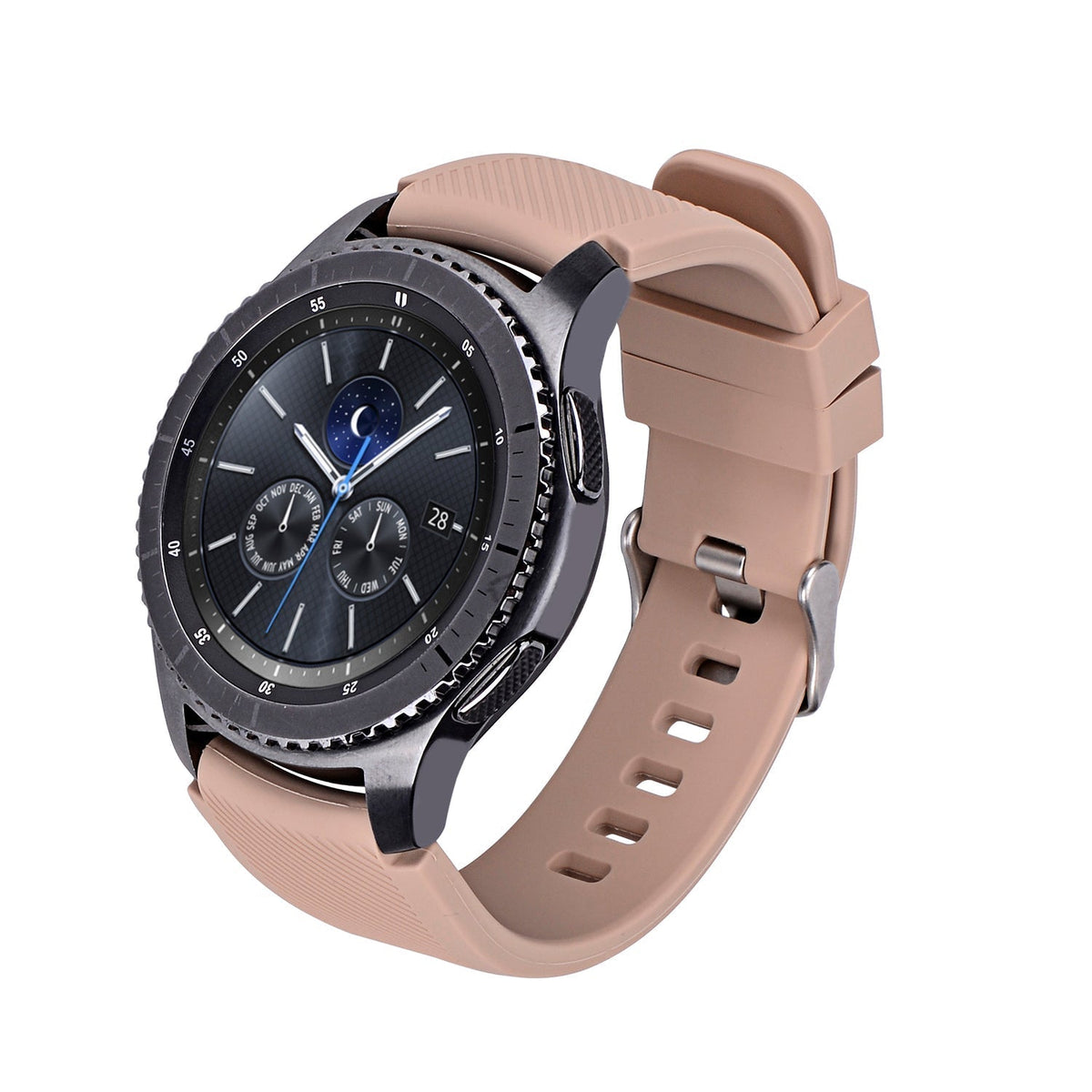 SYSTEM-S flexible silicone 22mm strap for Samsung Gear S3 Smartwatch in light brown