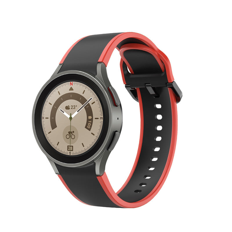 SYSTEM-S 20 mm silicone strap for Samsung Galaxy Watch 5 4 Smartwatch Red Black
