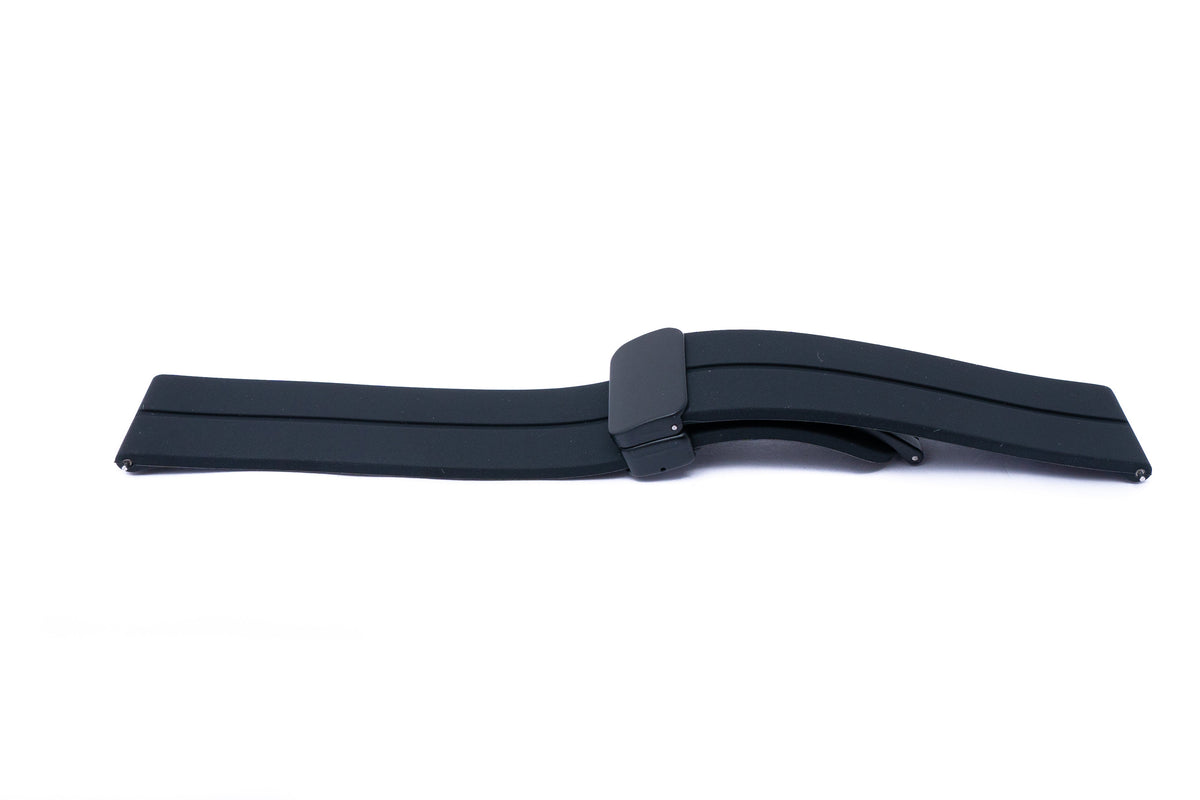 SYSTEM-S 20 mm silicone strap with folding clasp for Smartwatch in black