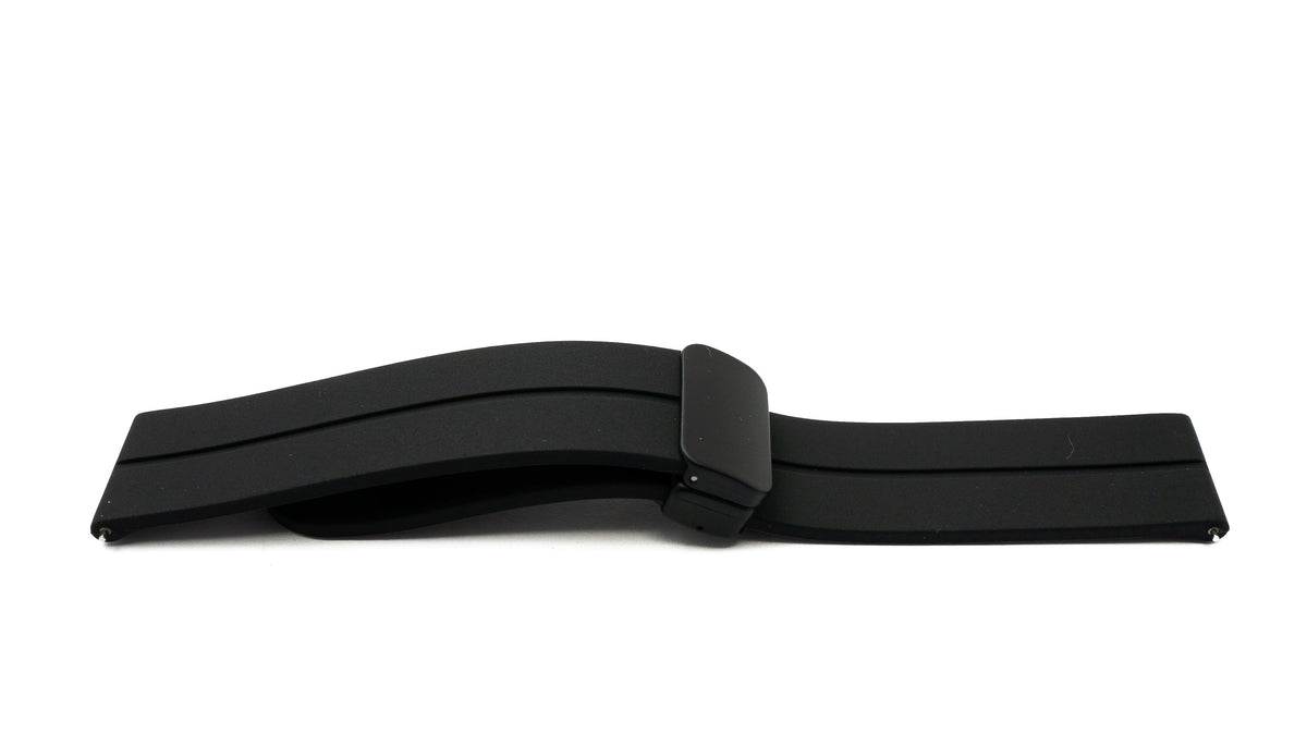 SYSTEM-S 20 mm silicone strap with folding clasp for Smartwatch in black