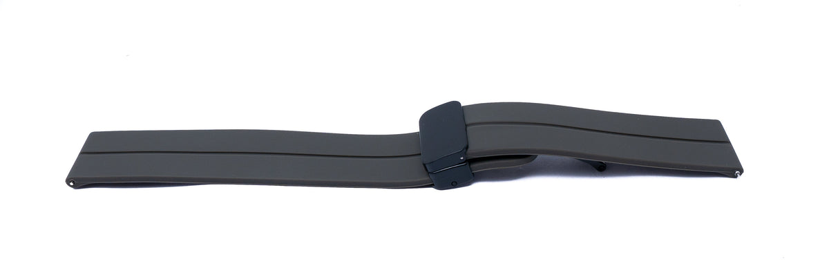 Armband 20 mm aus Silikon mit Kippfaltschließe für Smartwatch in Braun | System-S